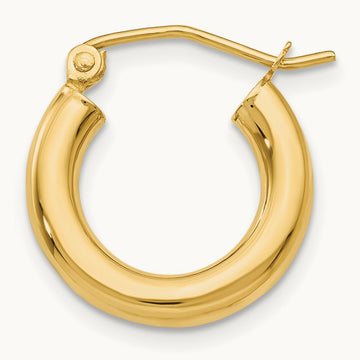Single 14K Polished Tube Hoop Earring, 3mm
