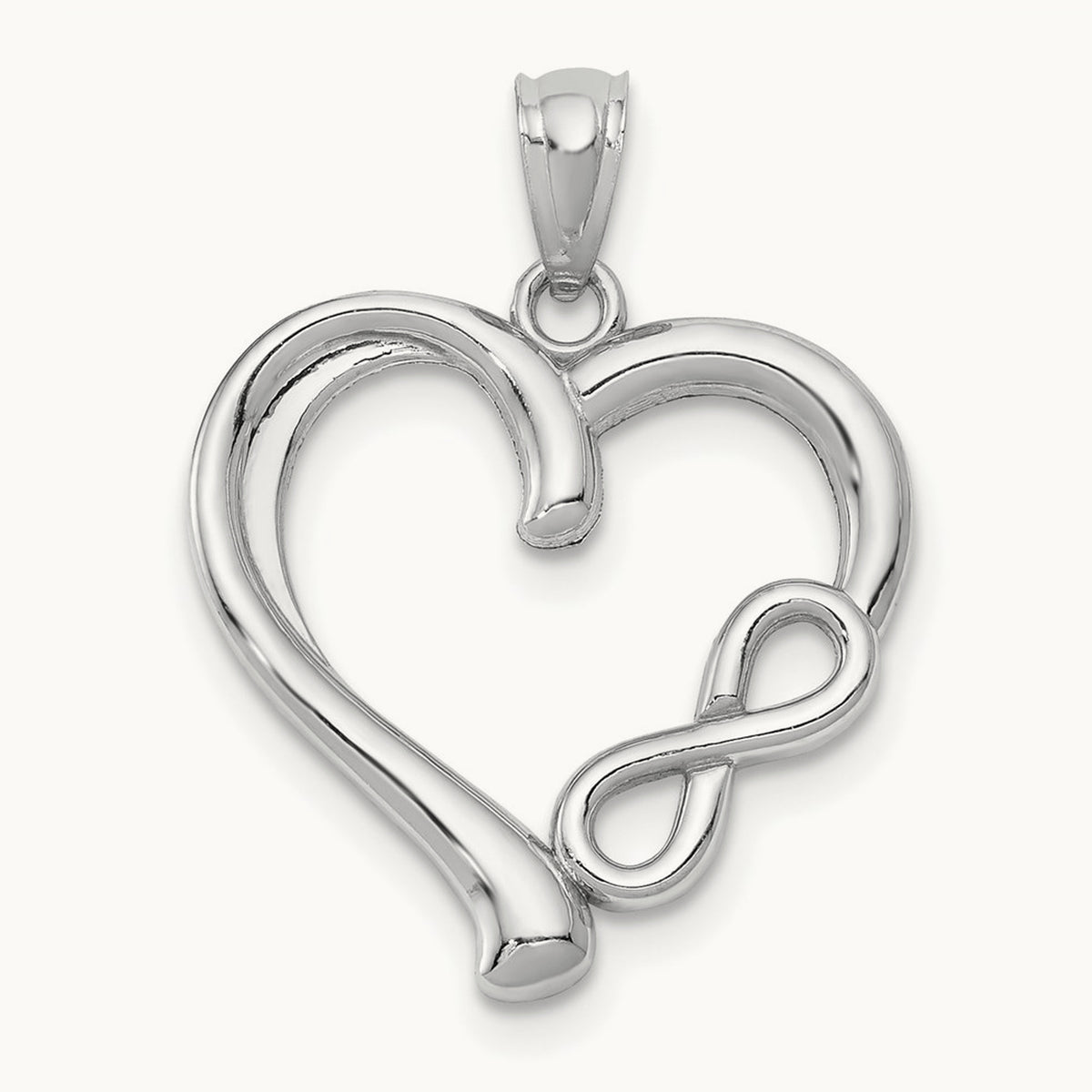 Polished Small Infinity Heart Pendant, 14K White Gold