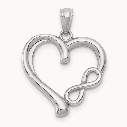 Polished Small Infinity Heart Pendant, 14K White Gold
