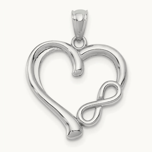 Polished Small Infinity Heart Pendant, 14K White Gold