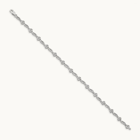 Polished Diamond Heart Bracelet, 14K White Gold