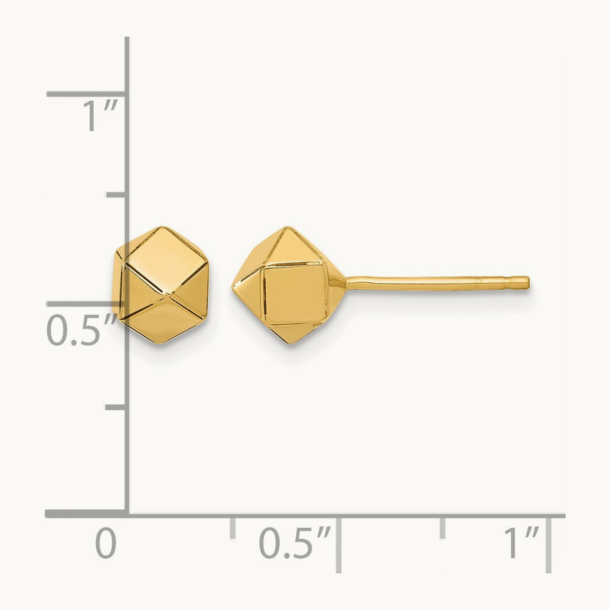Polished Geometric Ball Post Earrings — 10K Yellow Gold