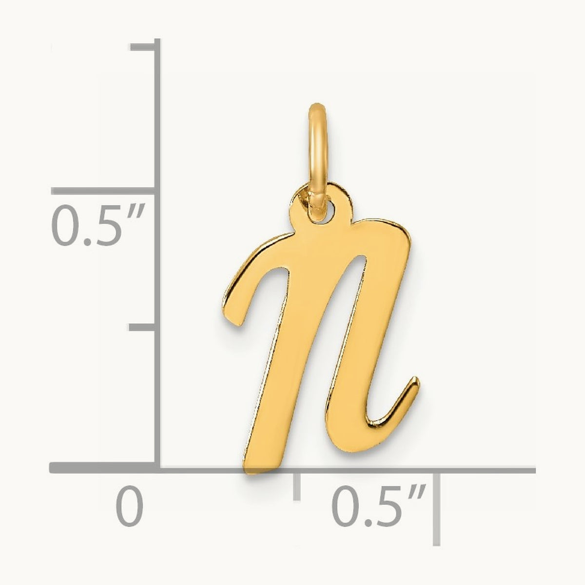 Small Script Letter N Initial Charm, 14K