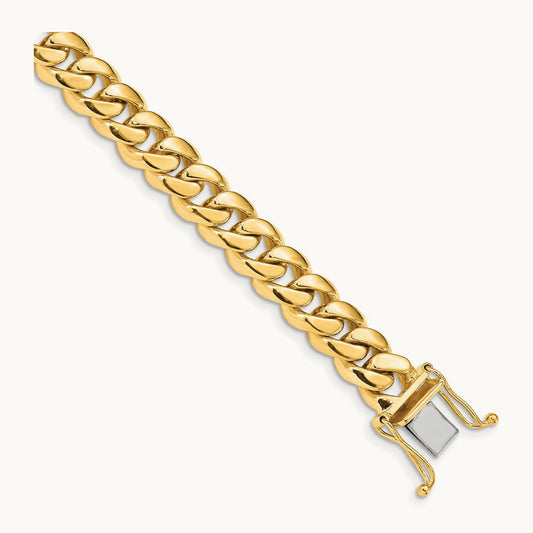 Hand-polished Miami Cuban Chain Link Bracelet, 8.7mm, 14K