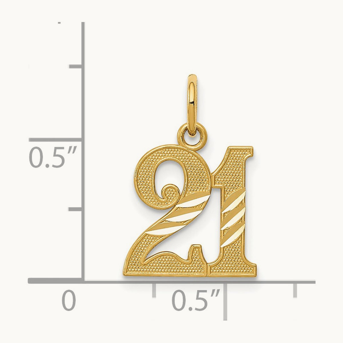 Diamond-cut 21 Pendant, 14K