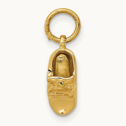 3D Single Baby Shoe Charm, 14K