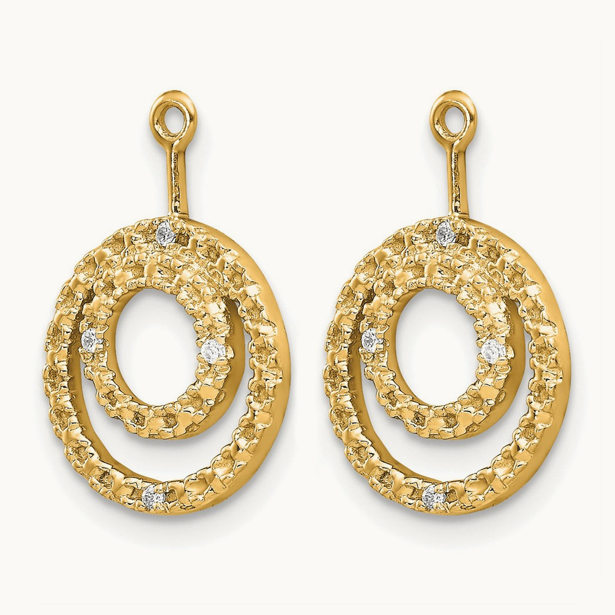 Double Circle Diamond Earring Jackets — 14K Yellow Gold