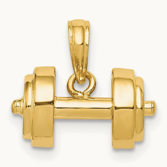 3-D Single Barbell Pendant, 14K