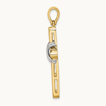 X Center Polished Cross, 14K Two-tone