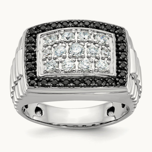 Black Cluster Ring, 1.00 ct tw Lab-Grown Diamond