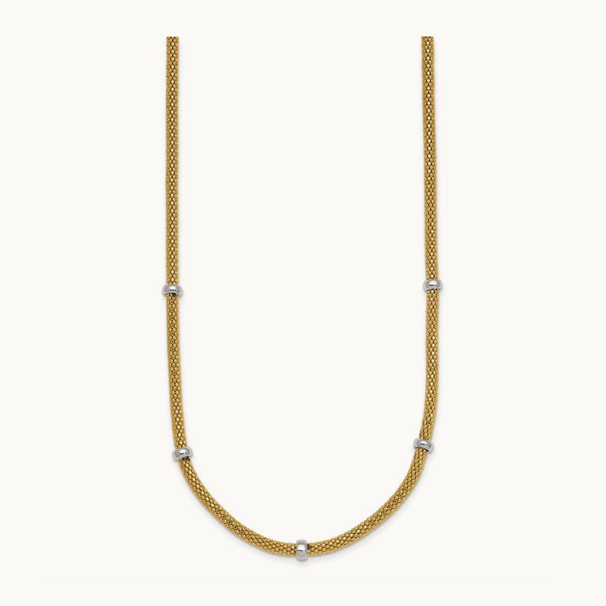 Polished Fancy Mesh With Bead Necklace, 14K Two-tone