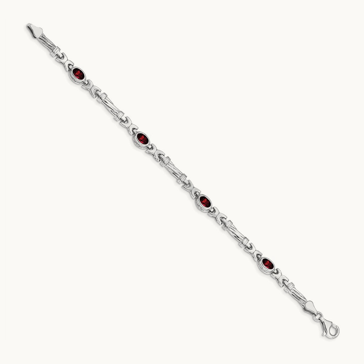 Garnet Bracelet, 14K White Gold