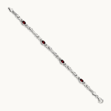 Garnet Bracelet, 14K White Gold