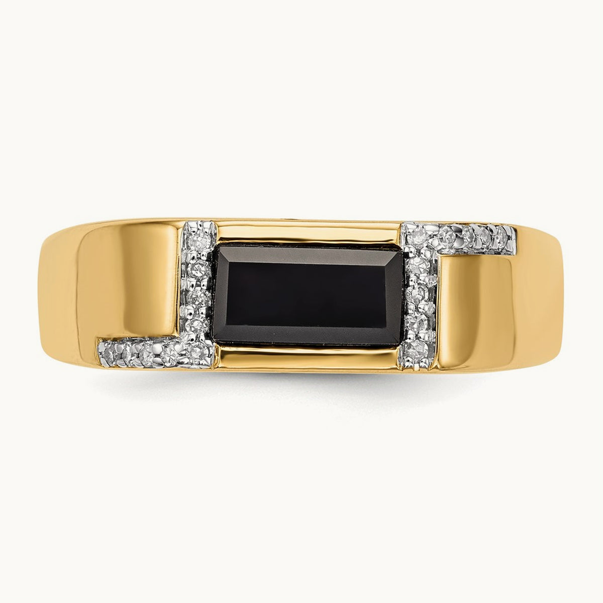Onyx and Diamond Mens Ring, 14K
