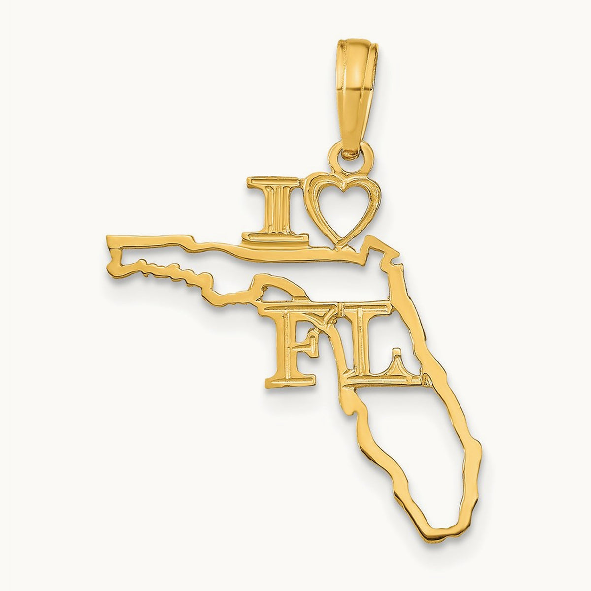 Solid Florida State Pendant, 14K