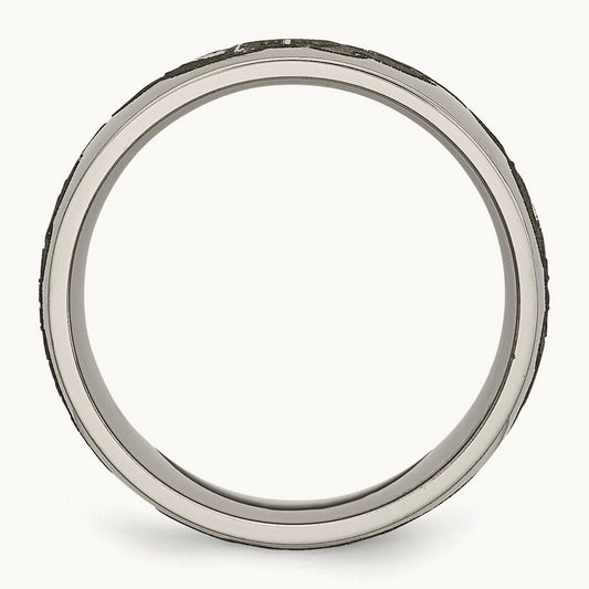 Polished Cross with Flames Laser Design Band — photo set
