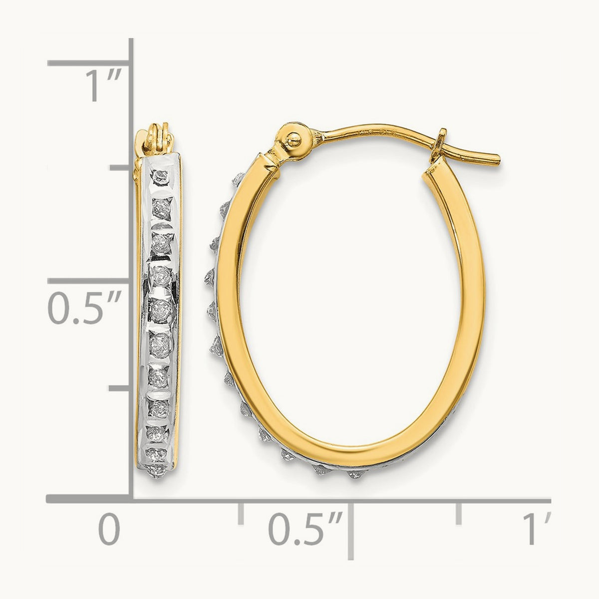 Diamond Fascination Diamond Dust/Accent Oval Hoop Earrings — 19mm