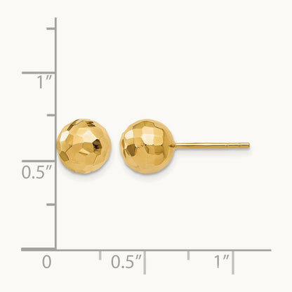 Polished Faceted Post Earrings — 14K Yellow Gold