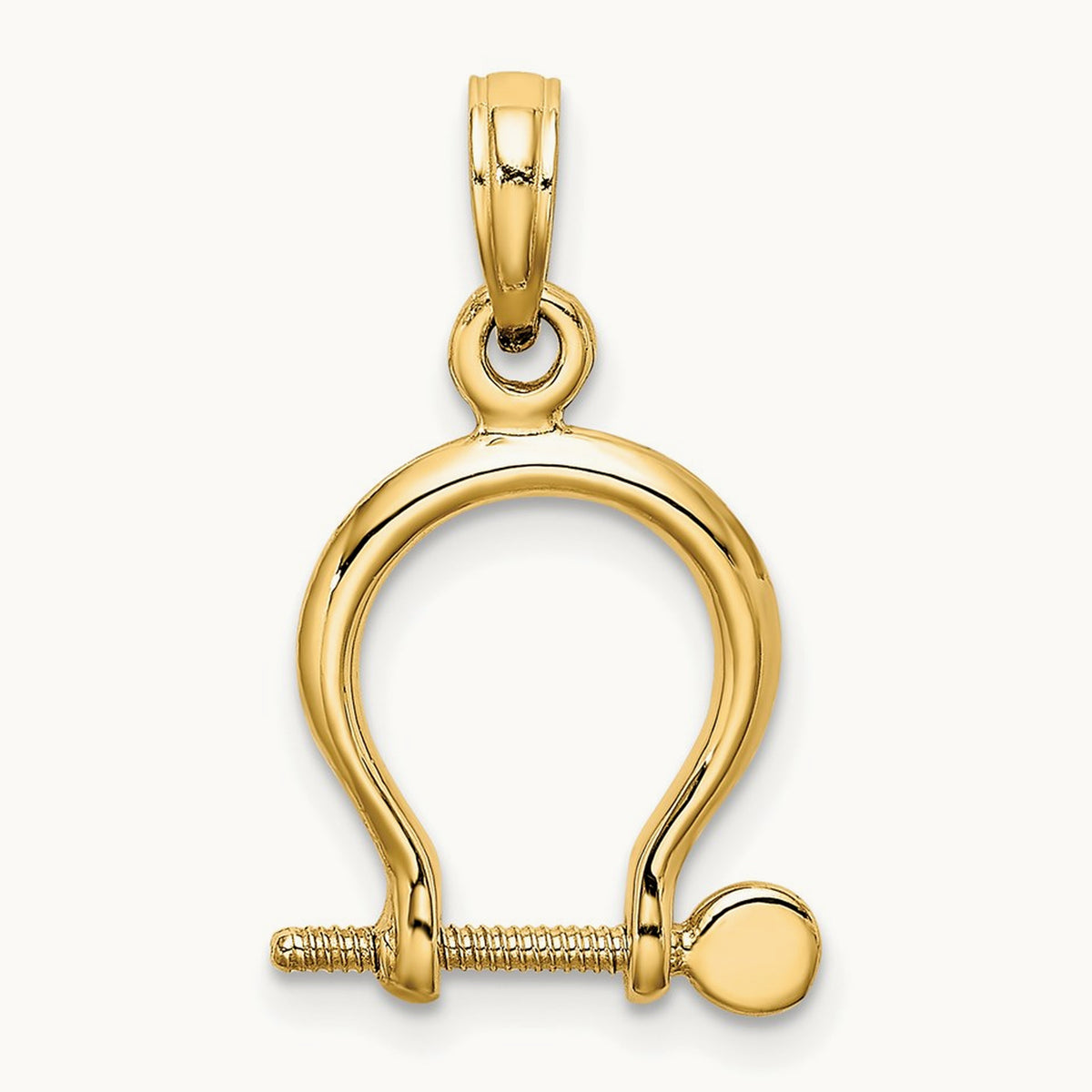 3-D Small Shackle Link Screw Charm — 14K Yellow Gold