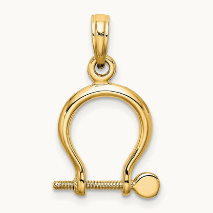 3-D Small Shackle Link Screw Charm — 14K Yellow Gold