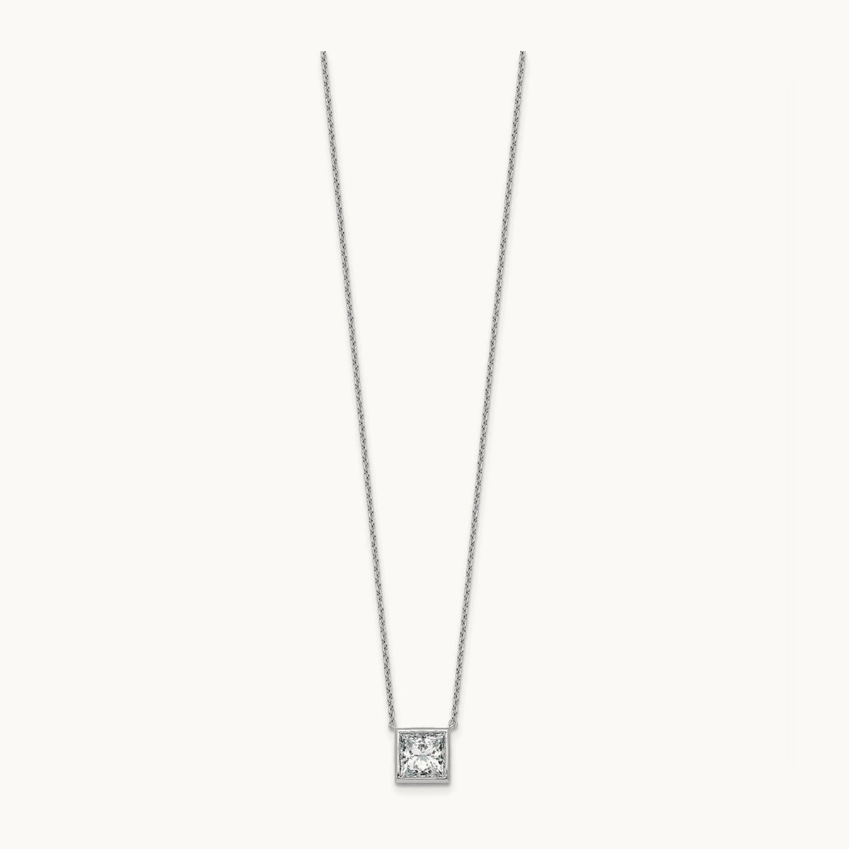Princess Bezel Set Pendant, 1.00-4.00 ct tw Lab-Grown Diamond — 2 1/2 ct, 14K White Gold