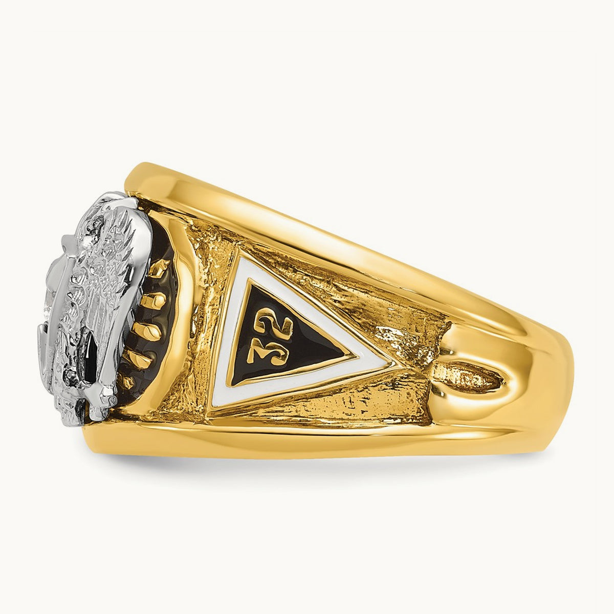 14ktt IBGoodman Men's Enamel & Dia 32nd Scottish Rite Masonic Ring