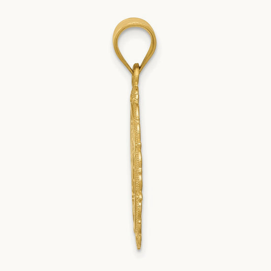 Solid Satin Polished Sagittarius Zodiac Oval Pendant, 14K