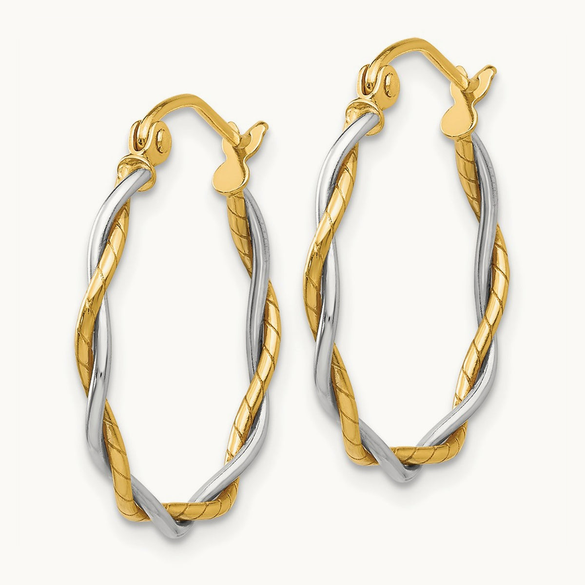 Polished1. Twisted Hoop Earrings, 8mm, 14K Two-tone