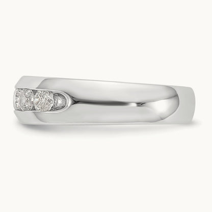 5-Stone Diamond Channel Band, 14K White Gold