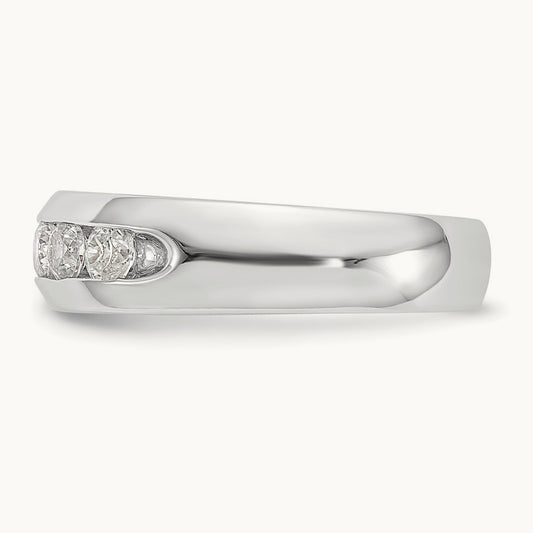 5-Stone Diamond Channel Band, 14K White Gold