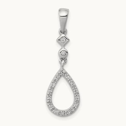 1/8ct. Vintage Teardrop Diamond Pendant, 14K White Gold
