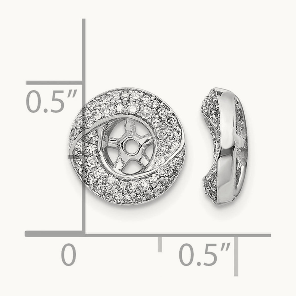Diamond Round Earring Jackets, 14K White Gold