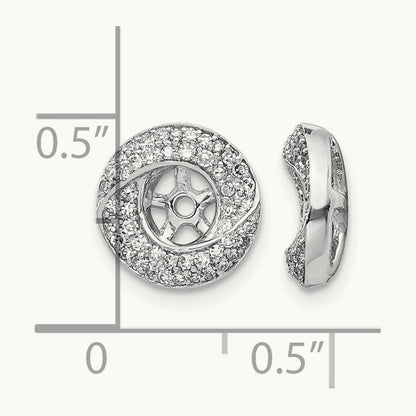 Diamond Round Earring Jackets, 14K White Gold