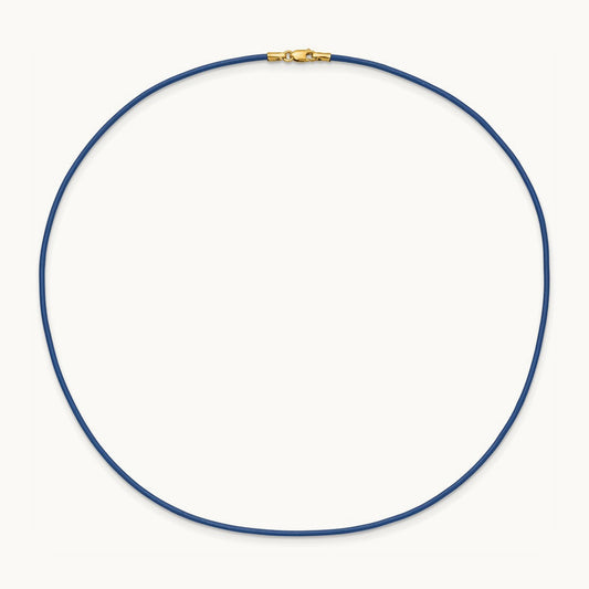 16in Royal Blue Leather Cord Necklace, 1.6mm, 14K