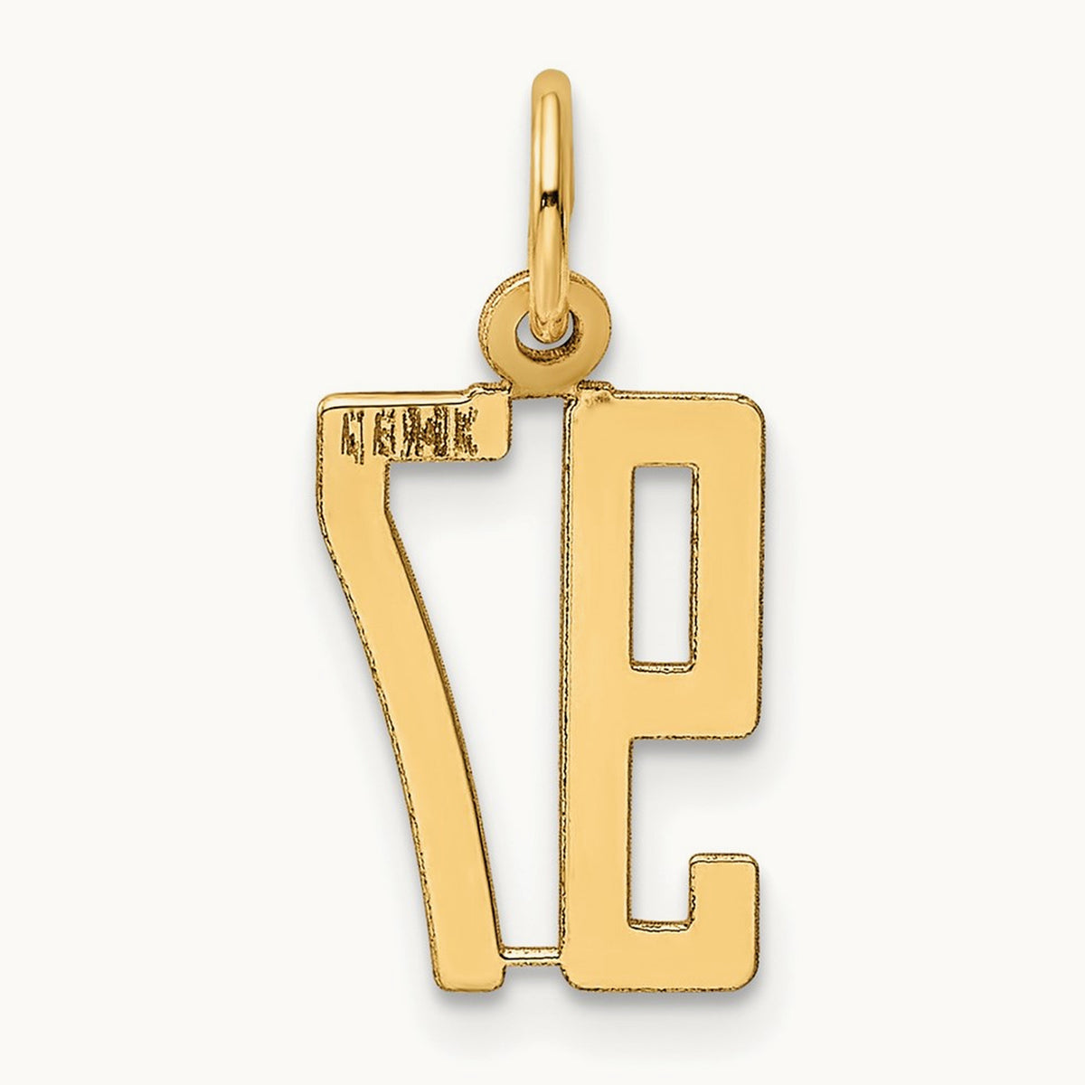 Small Elongated Number 97 Charm, 14K