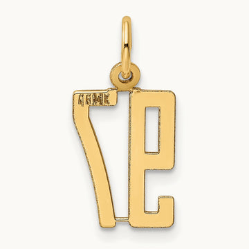Small Elongated Number 97 Charm, 14K
