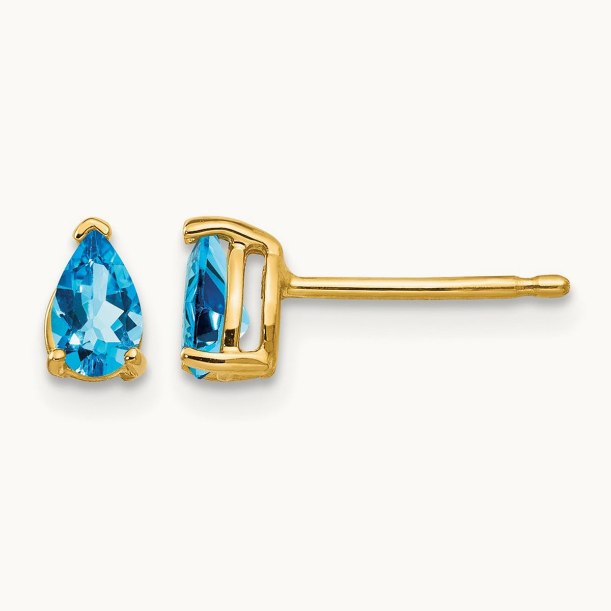 5x3mm Pear Blue Topaz Earrings, 14K