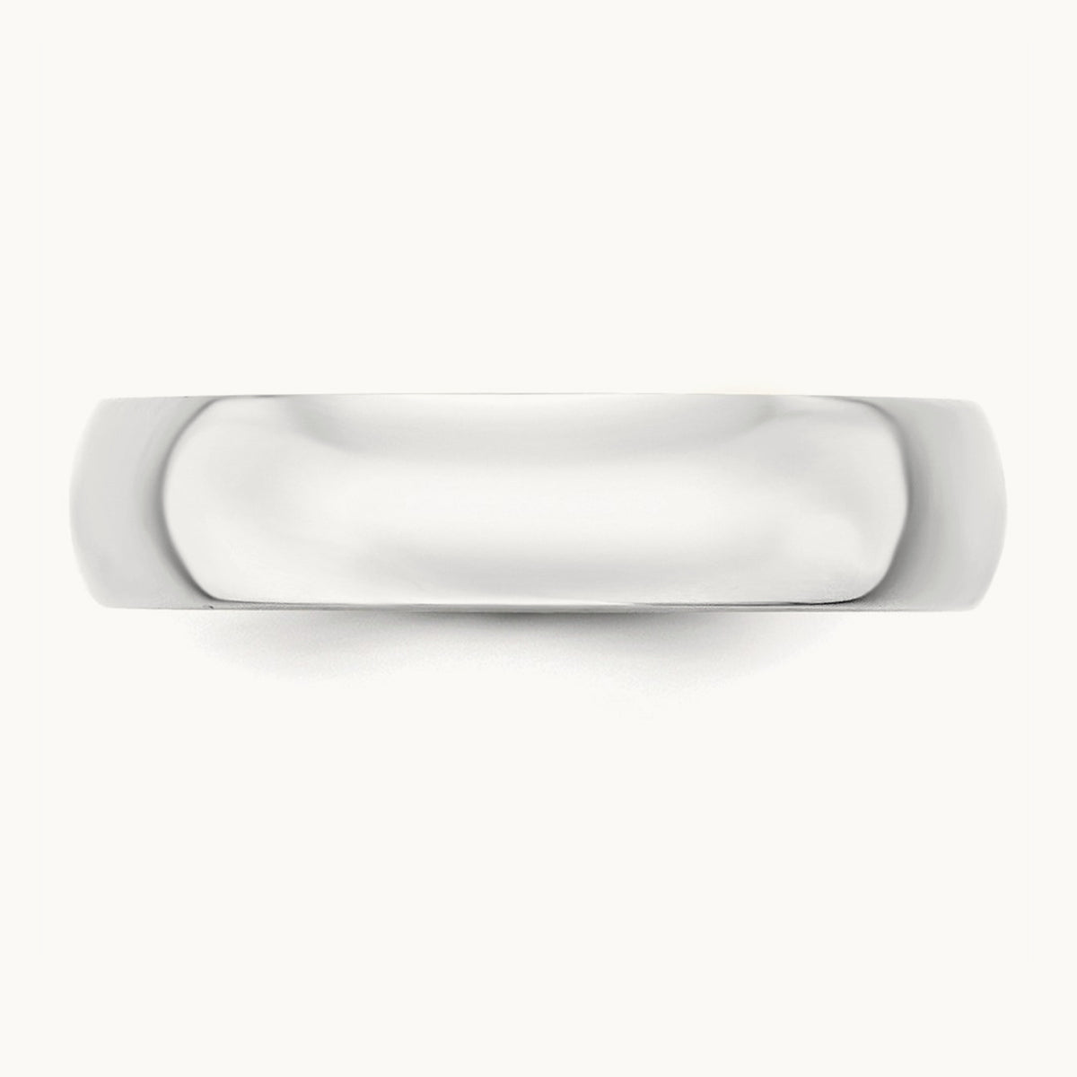Lightweight Half Round Band, 5mm, 10K White Gold