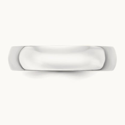 Lightweight Half Round Band, 5mm, 10K White Gold