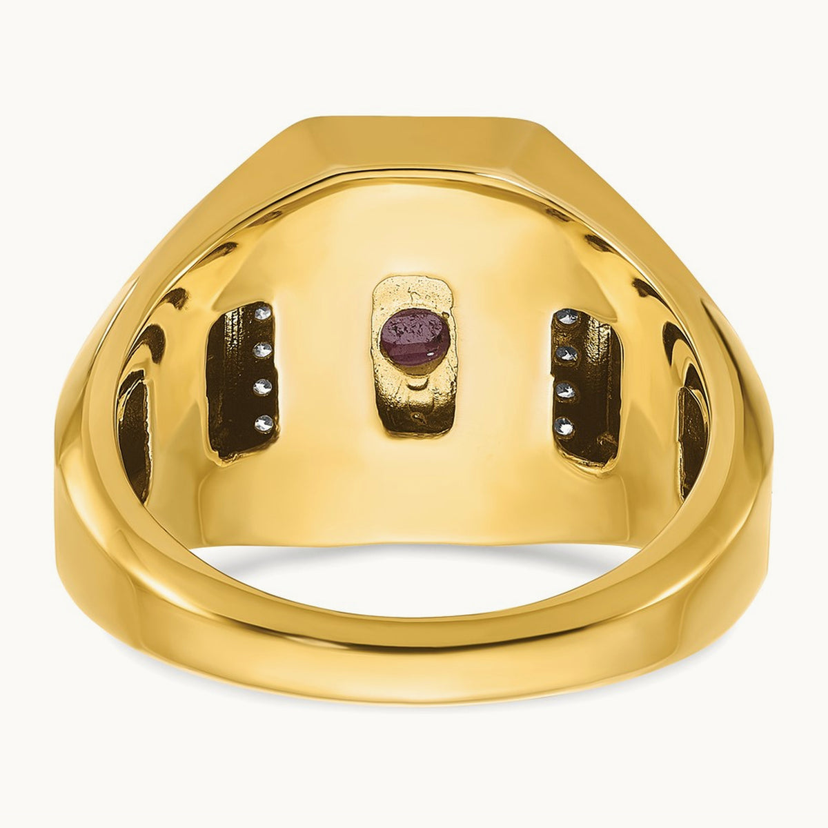 IBGoodman Men's Satin Ruby Doublet Stone and Diamond Complete Ring, 14K