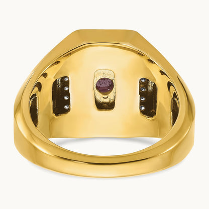 IBGoodman Men's Satin Ruby Doublet Stone and Diamond Complete Ring, 14K