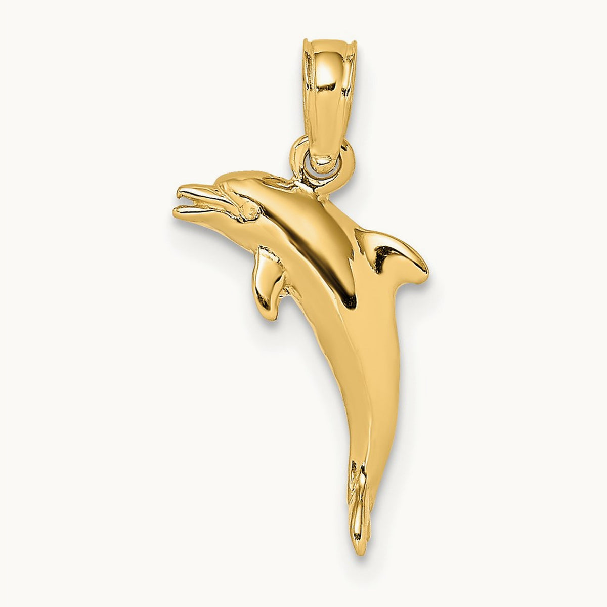 3-D Polished Mini Dolphin Jumping Charm, 14K
