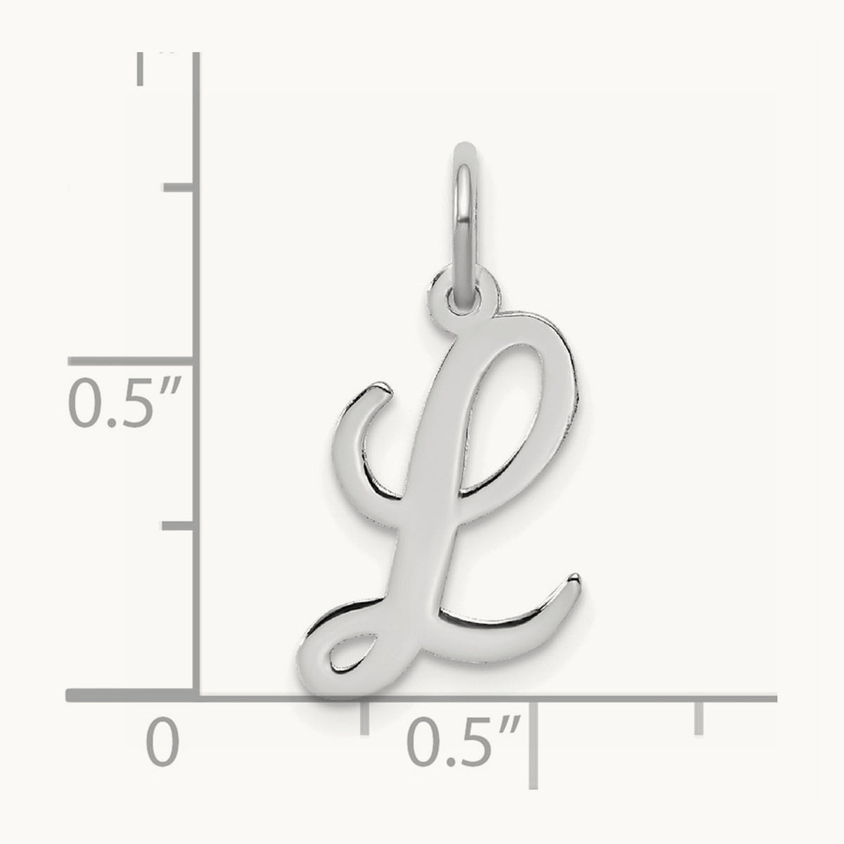 Medium Script Initial Charm — 14K White Gold, L