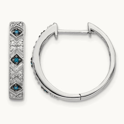 Blue/ Diamond Hinged Hoop Earrings — photo set