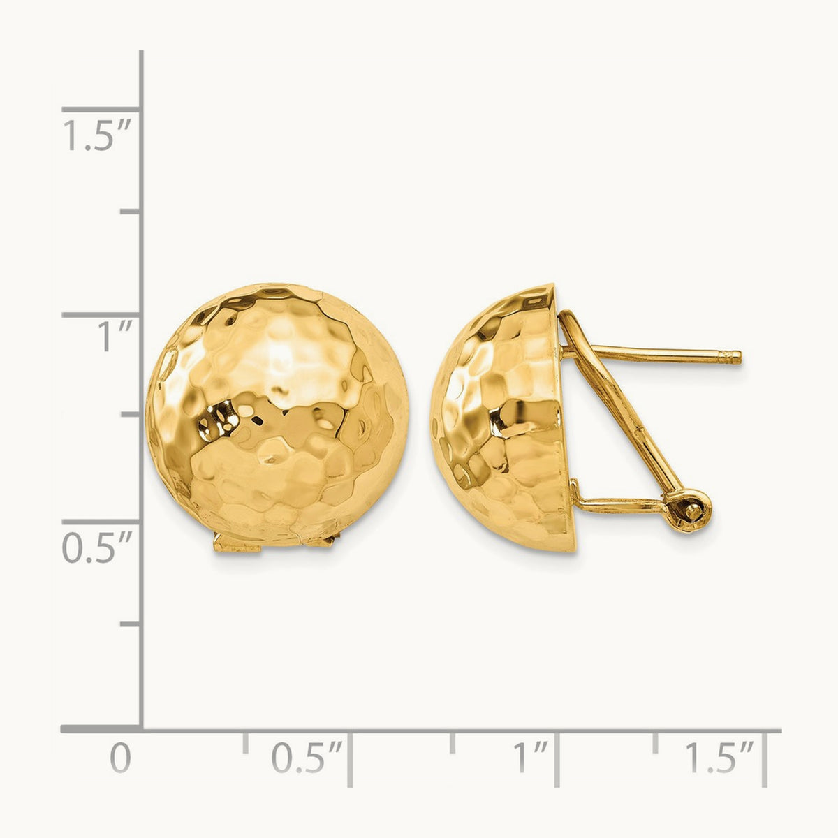 Hammered Omega Back Post Earrings — 16mm