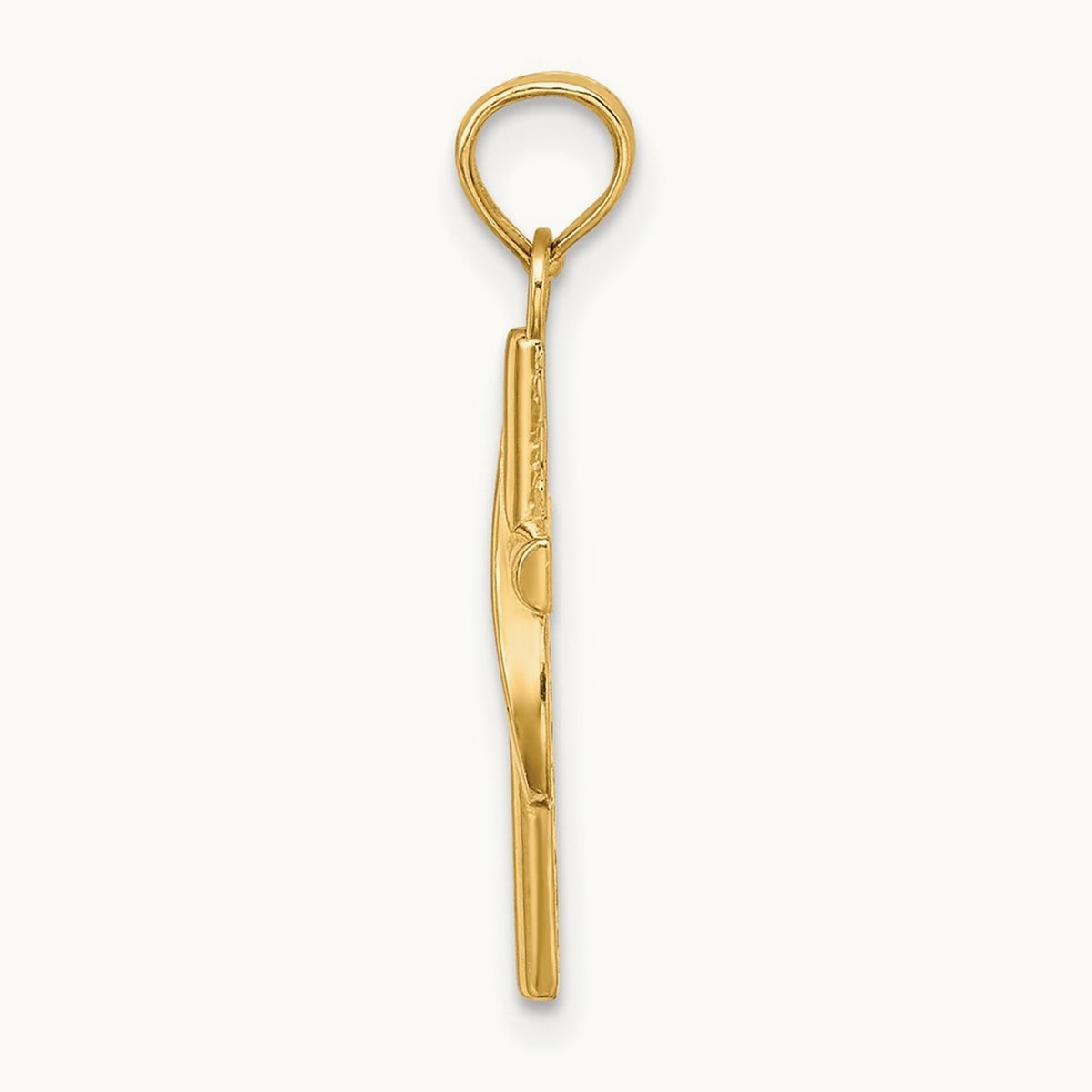 Polished W/ Banner Cross Charm, 14K
