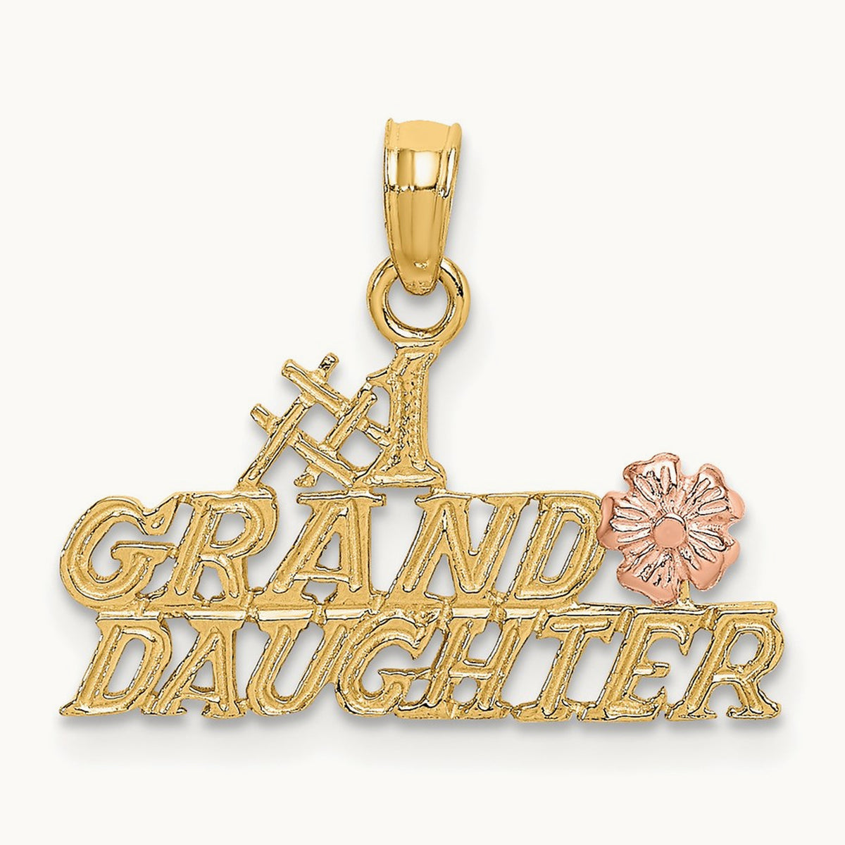 #1 GRANDDAUGHTER w/ Flowers Charm, 14K Two-tone