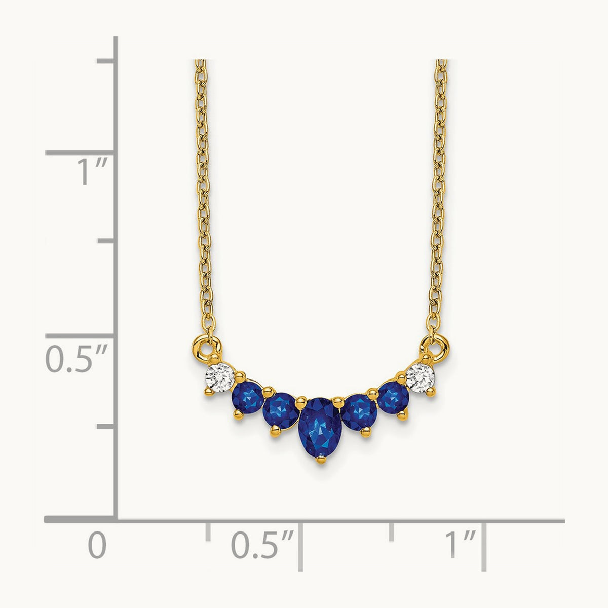 Sapphire and Diamond 18 inch Necklace, 14K