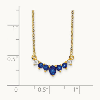 Sapphire and Diamond 18 inch Necklace, 14K