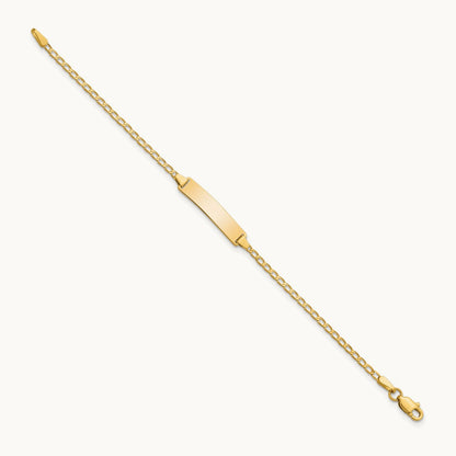 Flat Curb Link ID Bracelet, 14K